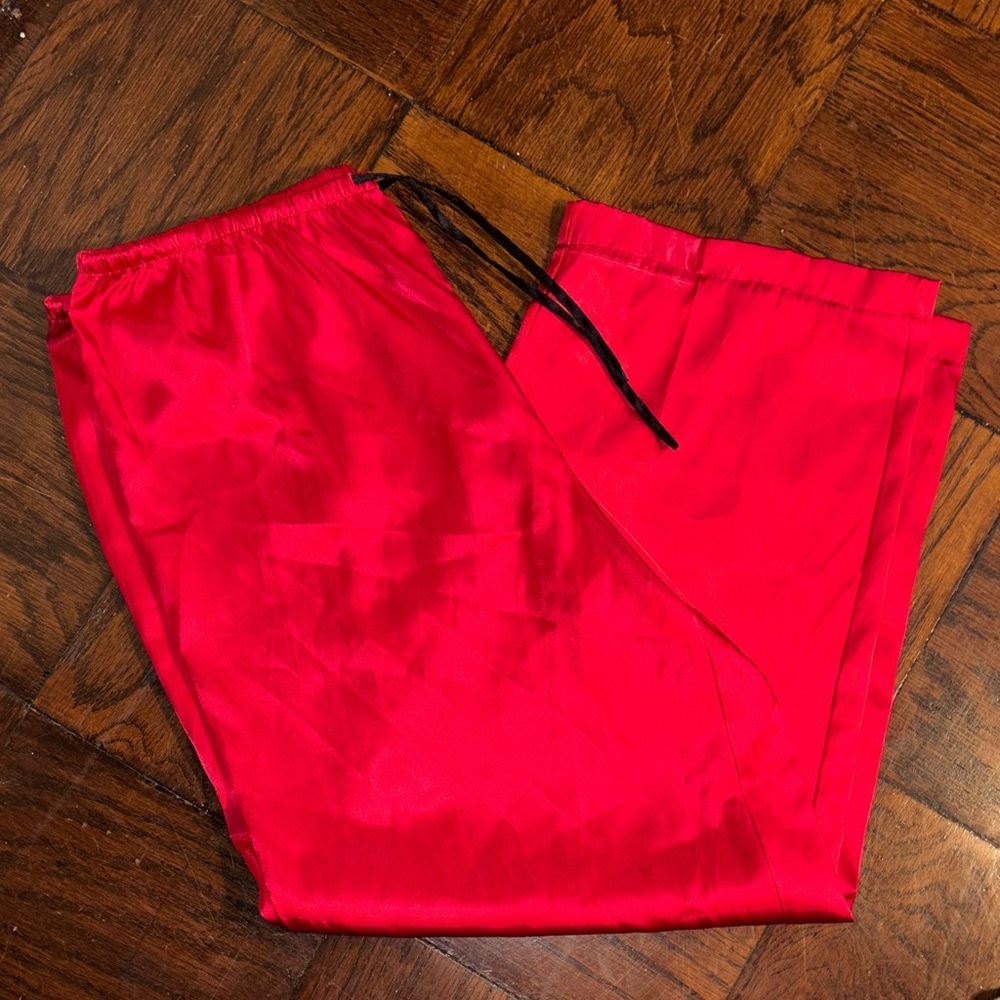 Victoria’s Secret PINK Red Satin Pajama Pants Lounge Sleepwear